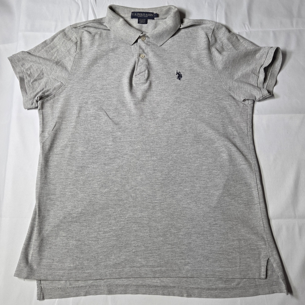 U.S. Polo Assn. Mens Polo Gray Collard Size Large